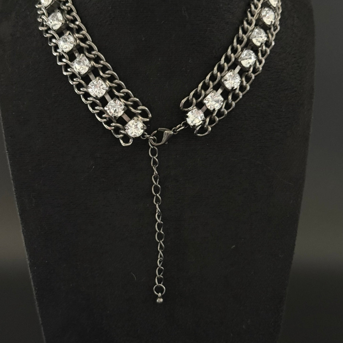 Vintage statement choker halskæde med kædefrynser og sten - Frøken Lilly