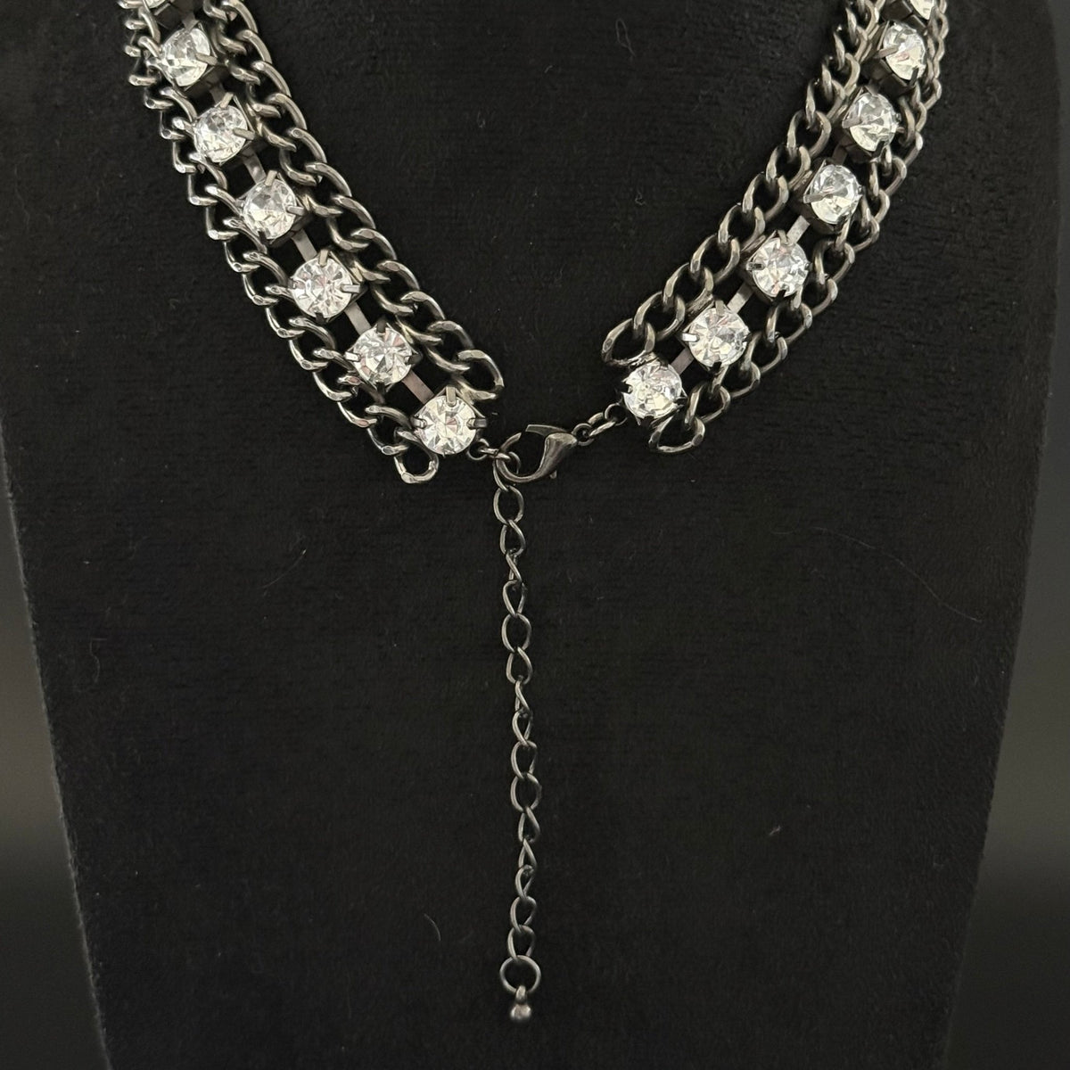 Vintage statement choker halskæde med kædefrynser og sten - Frøken Lilly